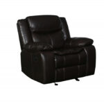 42" Brown Reclining Chair with Soft Leather Upholstery
