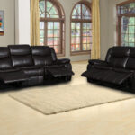 Two Piece Brown Microsuede Reclining Sofa and Loveseat Seating Set