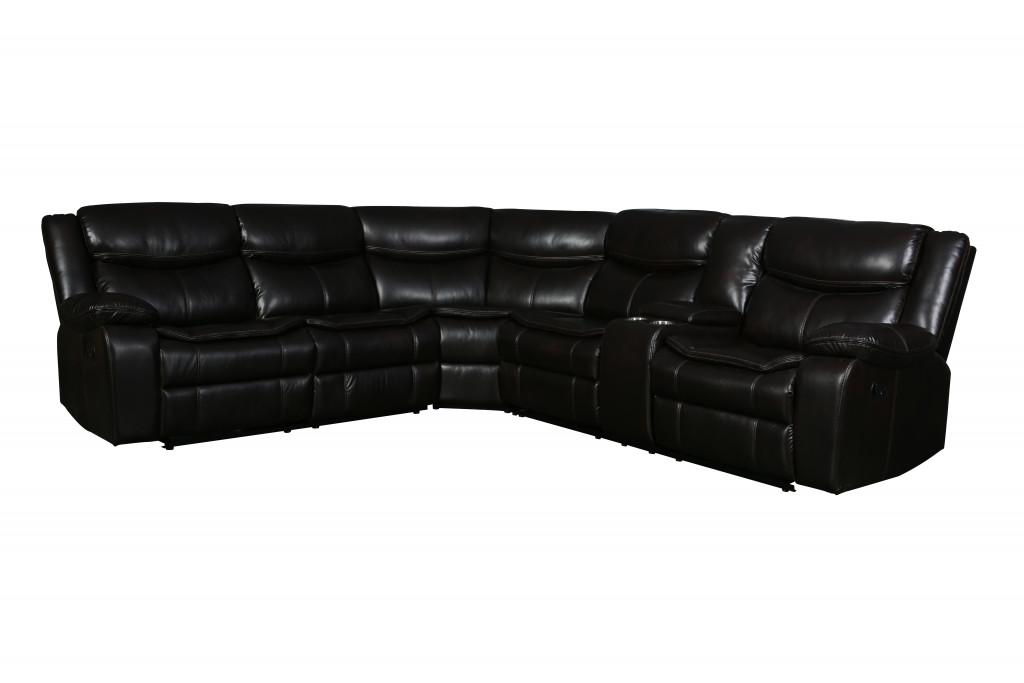 Brown Reclining U-Shaped Corner Sectional with Console, Polyester Blend 1 Brown Reclining U-Shaped Corner Sectional with Console, Polyester Blend