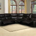 Brown Reclining U-Shaped Corner Sectional with Console, Polyester Blend 17 Brown Reclining U-Shaped Corner Sectional with Console, Polyester Blend