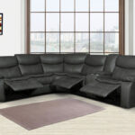 92-Inch Gray Polyester Reclining U-Shaped Sectional with Console