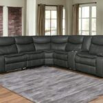 92-Inch Gray Polyester Reclining U-Shaped Sectional with Console