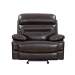43" Modern Brown Power Reclining Chair with Leather Cushions