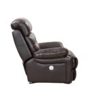 43" Modern Brown Power Reclining Chair with Leather Cushions