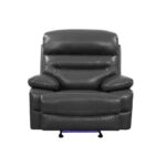 43" Grey Faux Leather Recliner Chair with Glider Function