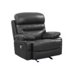 43" Grey Faux Leather Recliner Chair with Glider Function