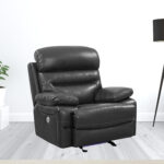 43" Grey Faux Leather Recliner Chair with Glider Function