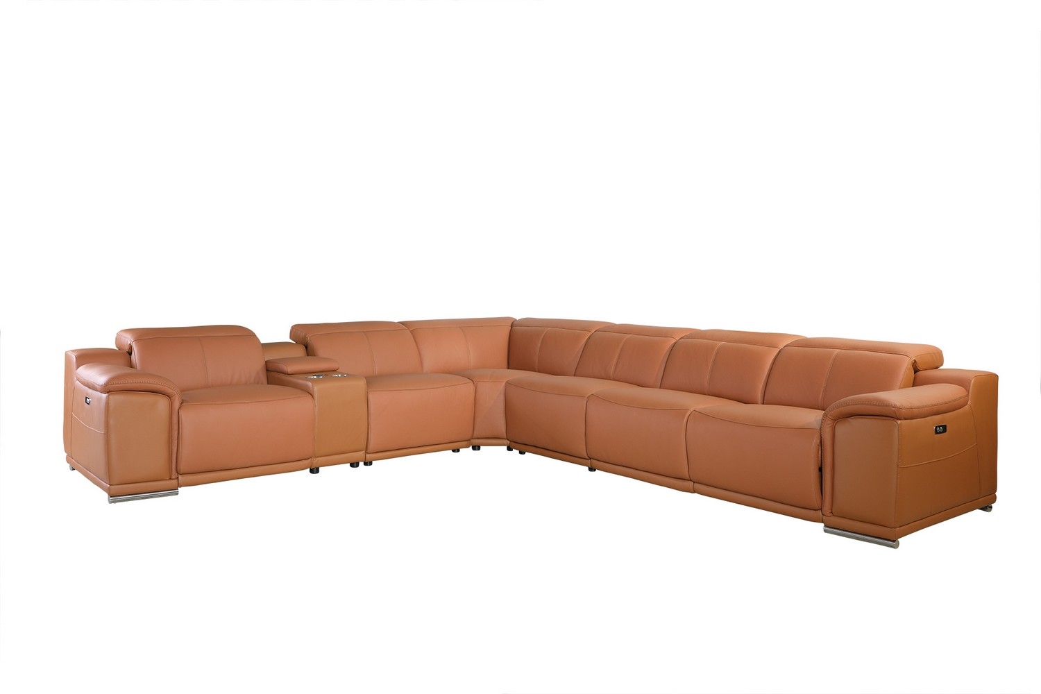 280-Inch U-Shaped Italian Leather Power Reclining Sectional with Console 1 280-Inch U-Shaped Italian Leather Power Reclining Sectional with Console