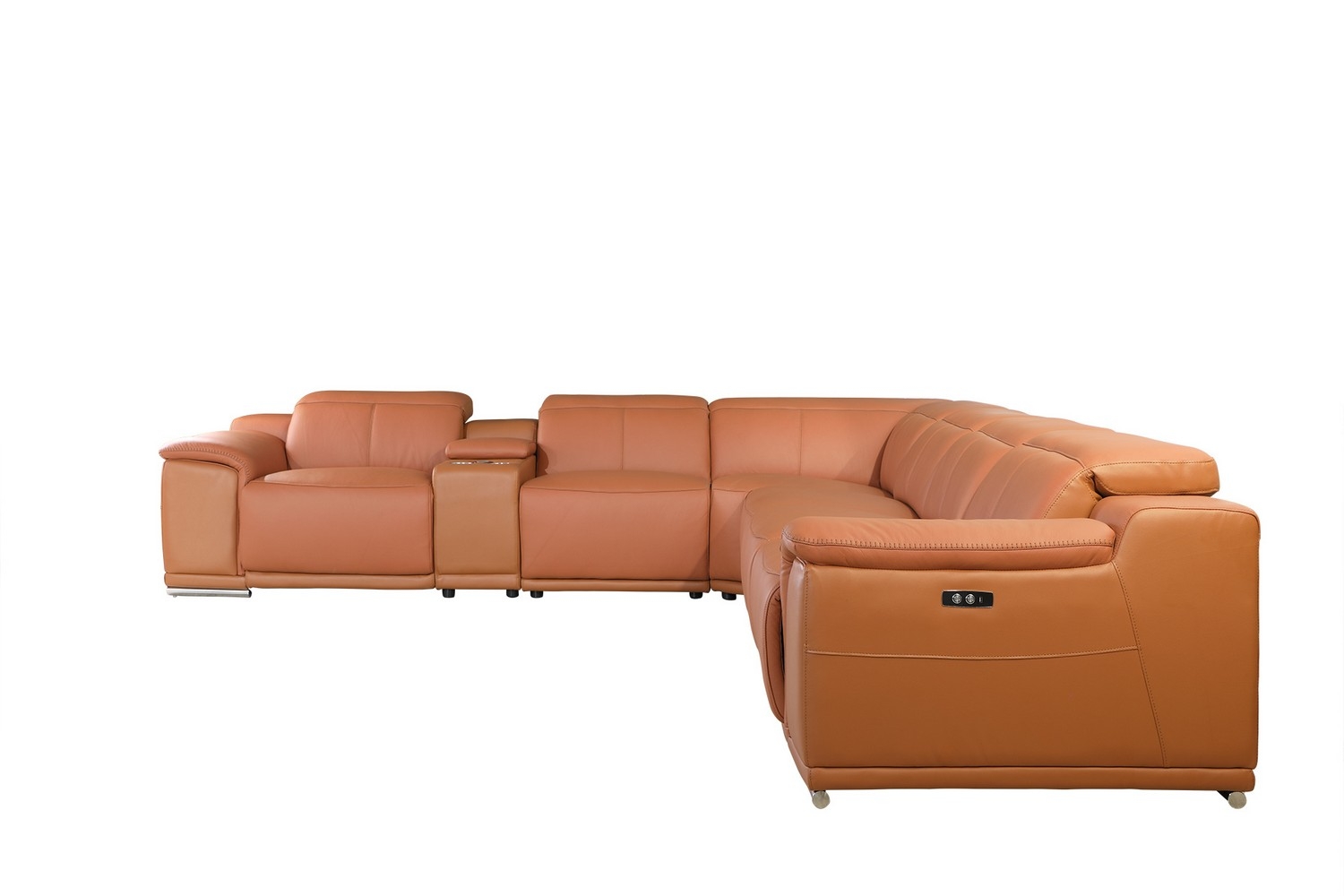280-Inch U-Shaped Italian Leather Power Reclining Sectional with Console 3 280-Inch U-Shaped Italian Leather Power Reclining Sectional with Console - Image 3