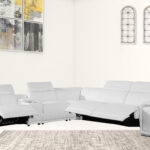 123” White Italian Leather Power Reclining U-Shaped Sectional With Console 10 123” White Italian Leather Power Reclining U-Shaped Sectional With Console