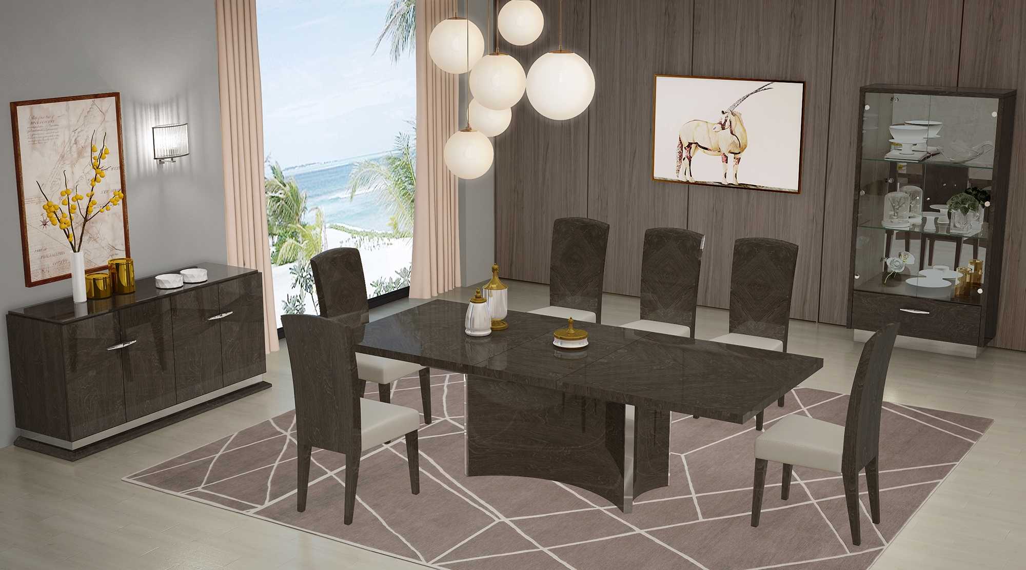 Gray Solid Wood Dining Set with Six Chairs, Modern Style 11 Gray Solid Wood Dining Set with Six Chairs, Modern Style