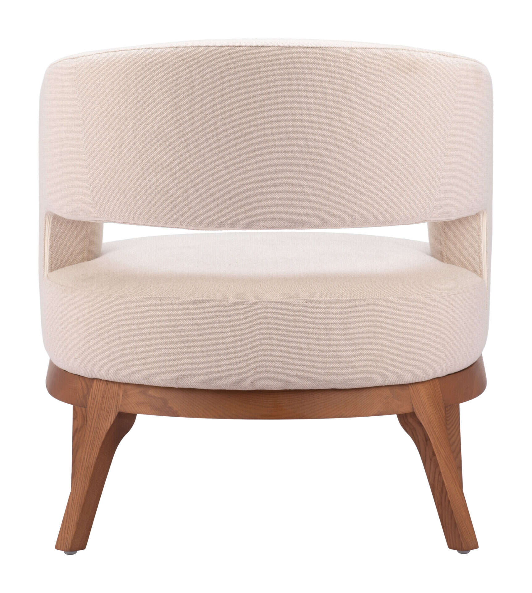 Beige Accent Chair with Wood Base and Durable Vinyl Upholstery 6 Beige Accent Chair with Wood Base and Durable Vinyl Upholstery - Image 6