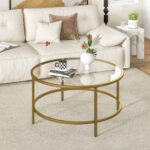 36 Inch Round Tempered Glass Coffee Table with Metal Frame 16 36 Inch Round Tempered Glass Coffee Table with Metal Frame