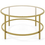 36 Inch Round Tempered Glass Coffee Table with Metal Frame 17 36 Inch Round Tempered Glass Coffee Table with Metal Frame