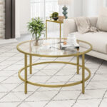 36 Inch Round Tempered Glass Coffee Table with Metal Frame 20 36 Inch Round Tempered Glass Coffee Table with Metal Frame