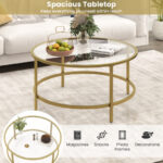 36 Inch Round Tempered Glass Coffee Table with Metal Frame 21 36 Inch Round Tempered Glass Coffee Table with Metal Frame