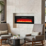 36 Inch Electric Fireplace Heater with LED Lights and Remote