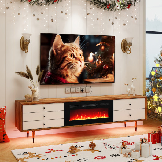 36 Inch Electric Fireplace Heater with LED Lights and Remote - Image 2