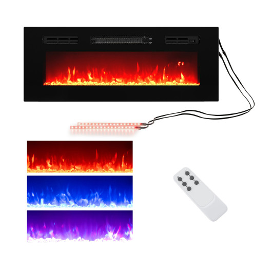 36 Inch Electric Fireplace Heater with LED Lights and Remote - Image 3