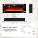 36 Inch Electric Fireplace Heater with LED Lights and Remote