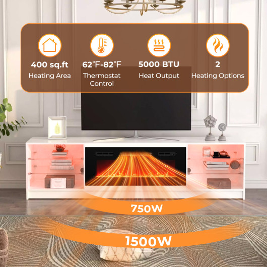 36 Inch Electric Fireplace Heater with LED Lights and Remote - Image 5