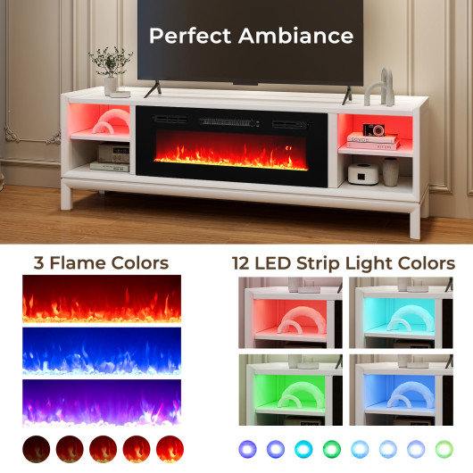 36 Inch Electric Fireplace Heater with LED Lights and Remote - Image 6
