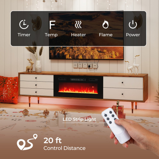 36 Inch Electric Fireplace Heater with LED Lights and Remote - Image 7