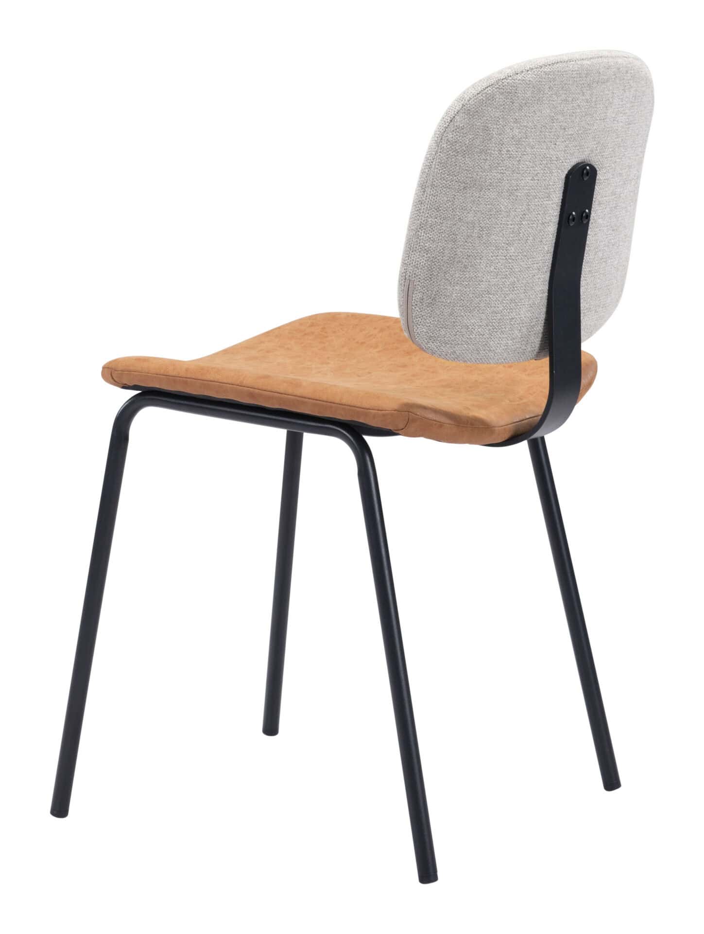Beige and Brown Dining Chair with Faux Leather and Steel Legs (Set of 2) 8 Beige and Brown Dining Chair with Faux Leather and Steel Legs (Set of 2) - Image 8