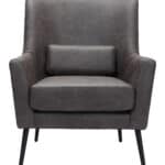 Vintage Black Faux Leather Accent Chair with Steel Legs 13 Vintage Black Faux Leather Accent Chair with Steel Legs