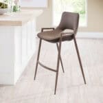Mid-Century Modern Counter Stool Brown with Walnut Legs (Set of 2)