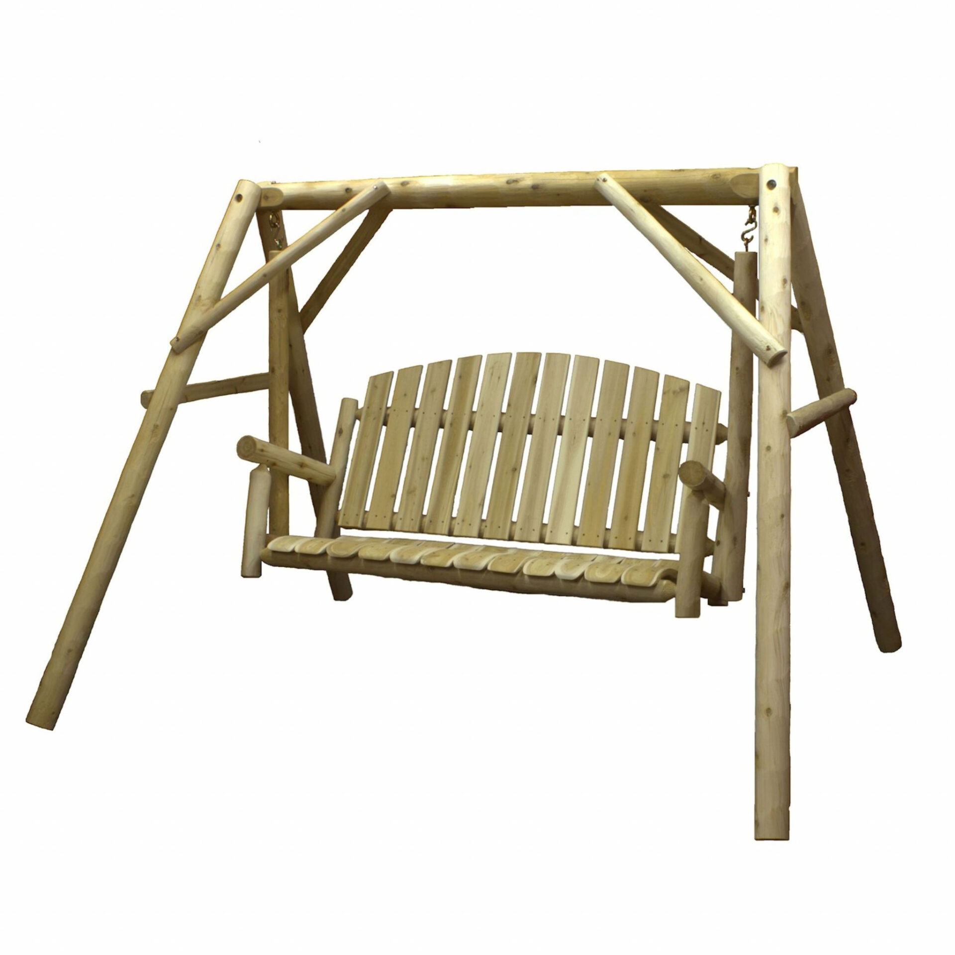 87" Natural Solid Wood Swing Chair with Armchair Design 2 87" Natural Solid Wood Swing Chair with Armchair Design - Image 2
