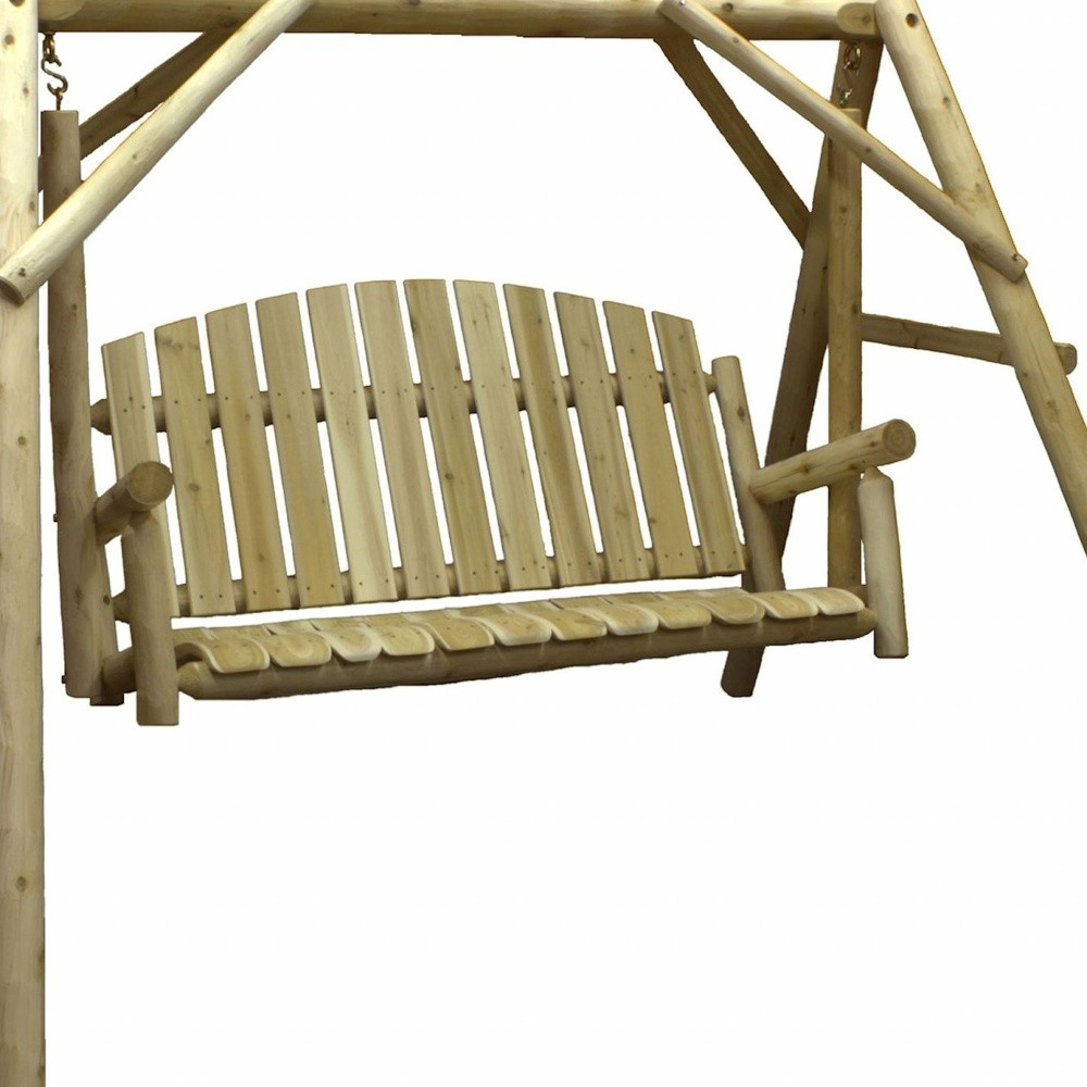 87" Natural Solid Wood Swing Chair with Armchair Design 3 87" Natural Solid Wood Swing Chair with Armchair Design - Image 3