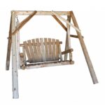 70" Rustic Natural Wooden Porch Swing Chair
