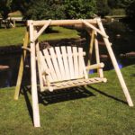 70" Rustic Natural Wooden Porch Swing Chair