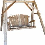 70" Rustic Natural Wooden Porch Swing Chair