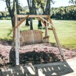 70" Rustic Natural Wooden Porch Swing Chair