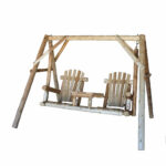 87" Natural Solid Wood Outdoor Swing Chair with Armrests