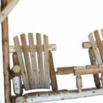 87" Natural Solid Wood Outdoor Swing Chair with Armrests