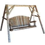 87" Natural Solid Wood Distressed Outdoor Swing Chair with Arms