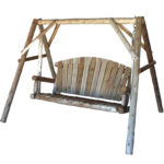 87" Natural Solid Wood Distressed Outdoor Swing Chair with Arms