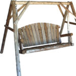 87" Natural Solid Wood Distressed Outdoor Swing Chair with Arms