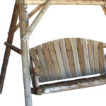 87" Natural Solid Wood Distressed Outdoor Swing Chair with Arms
