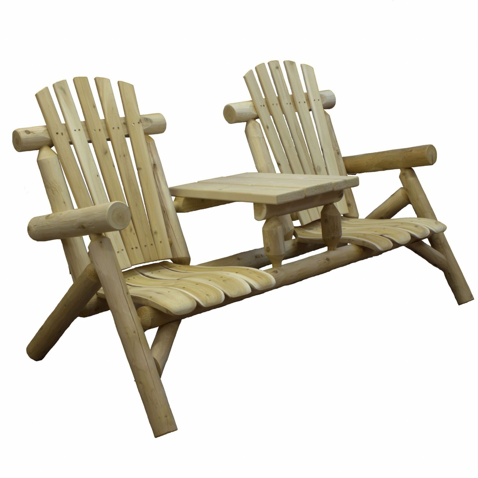 66" Natural Solid Wood Adirondack Chair, Distressed Cedar, Set of 2 1 66" Natural Solid Wood Adirondack Chair, Distressed Cedar, Set of 2
