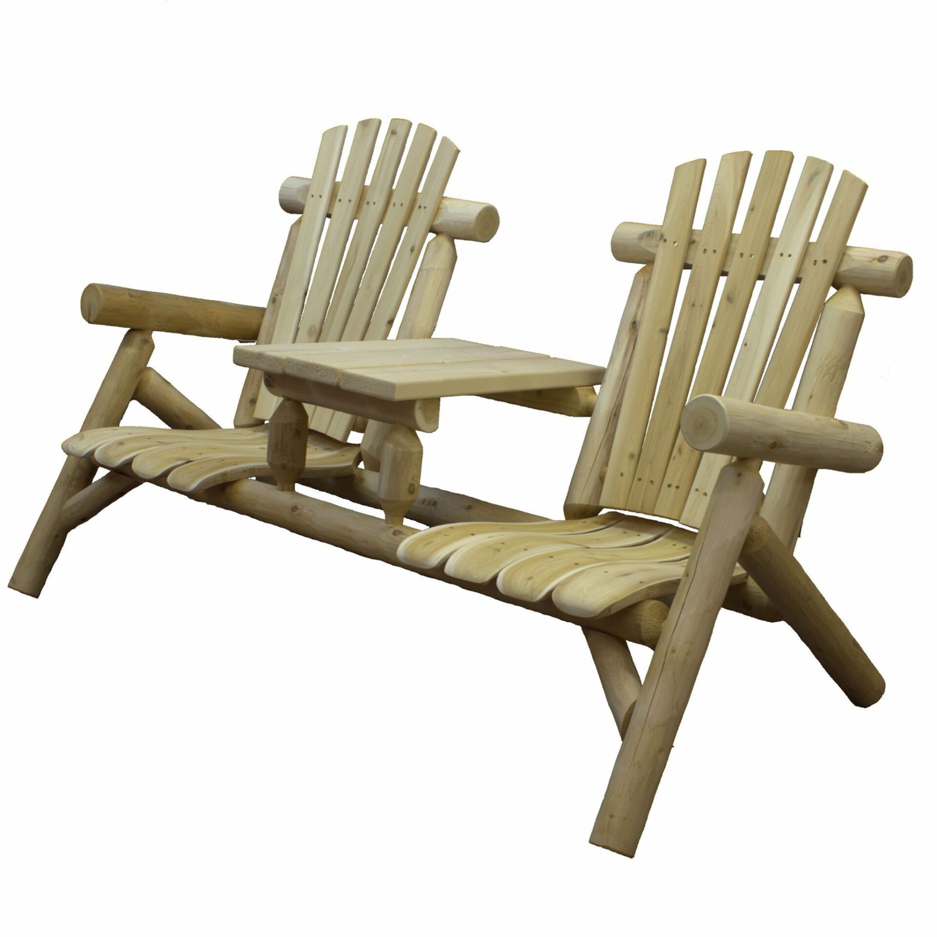 66" Natural Solid Wood Adirondack Chair, Distressed Cedar, Set of 2 2 66" Natural Solid Wood Adirondack Chair, Distressed Cedar, Set of 2 - Image 2