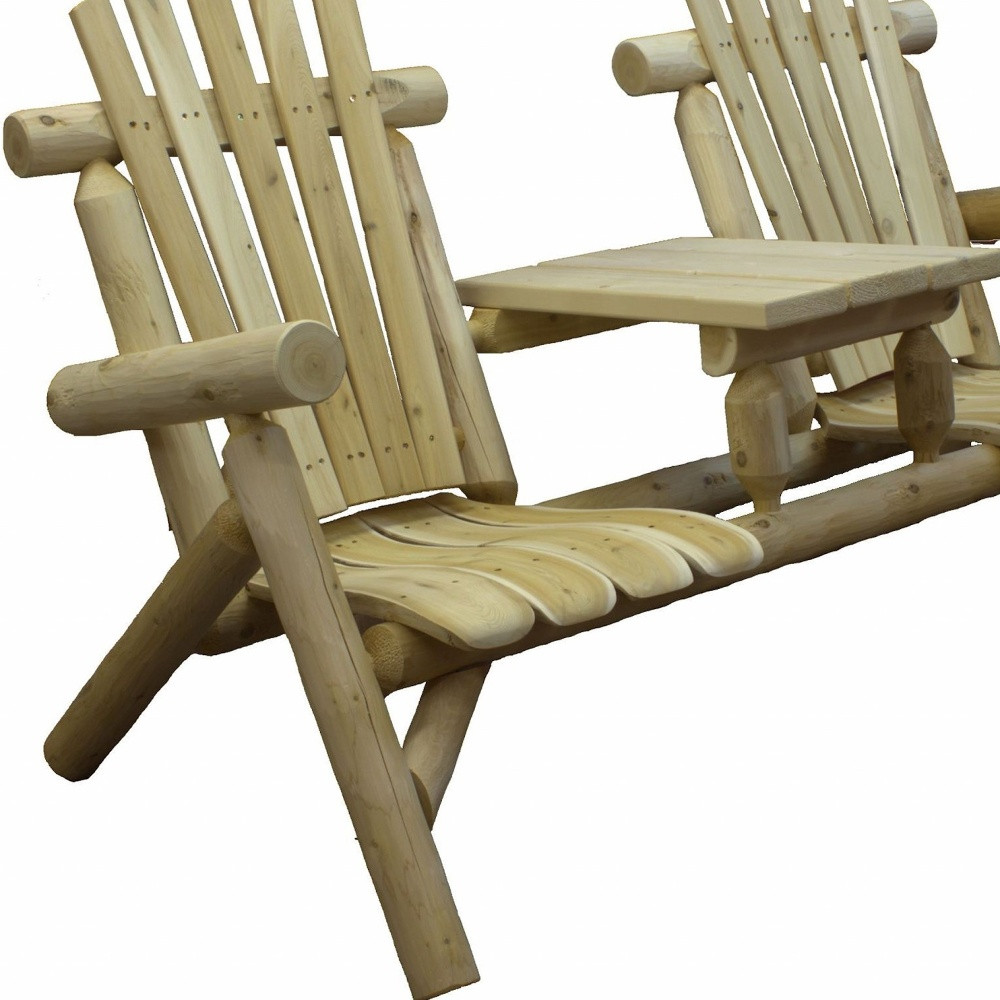 66" Natural Solid Wood Adirondack Chair, Distressed Cedar, Set of 2 3 66" Natural Solid Wood Adirondack Chair, Distressed Cedar, Set of 2 - Image 3