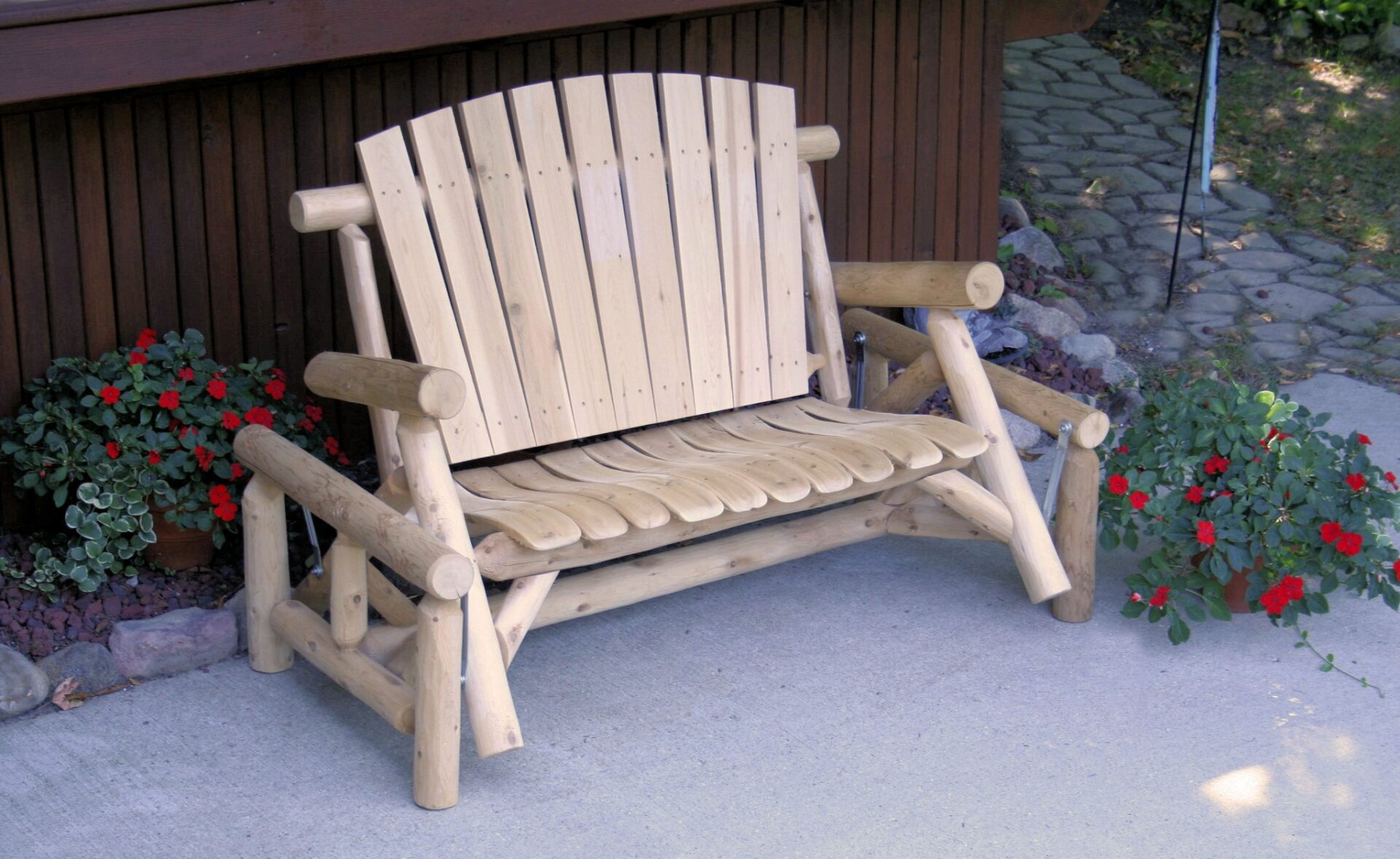 59" Natural Solid Wood Adirondack Chair with Rustic Distressed Finish 2 59" Natural Solid Wood Adirondack Chair with Rustic Distressed Finish - Image 2