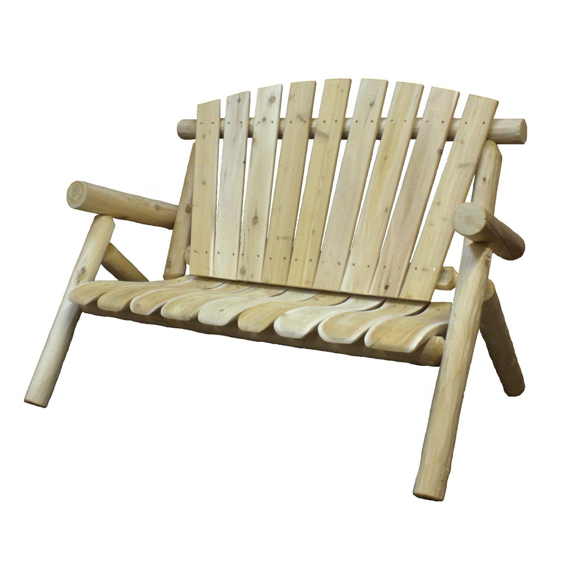 Rustic Natural Wood Loveseat with Contoured Seat Slats 1 Rustic Natural Wood Loveseat with Contoured Seat Slats