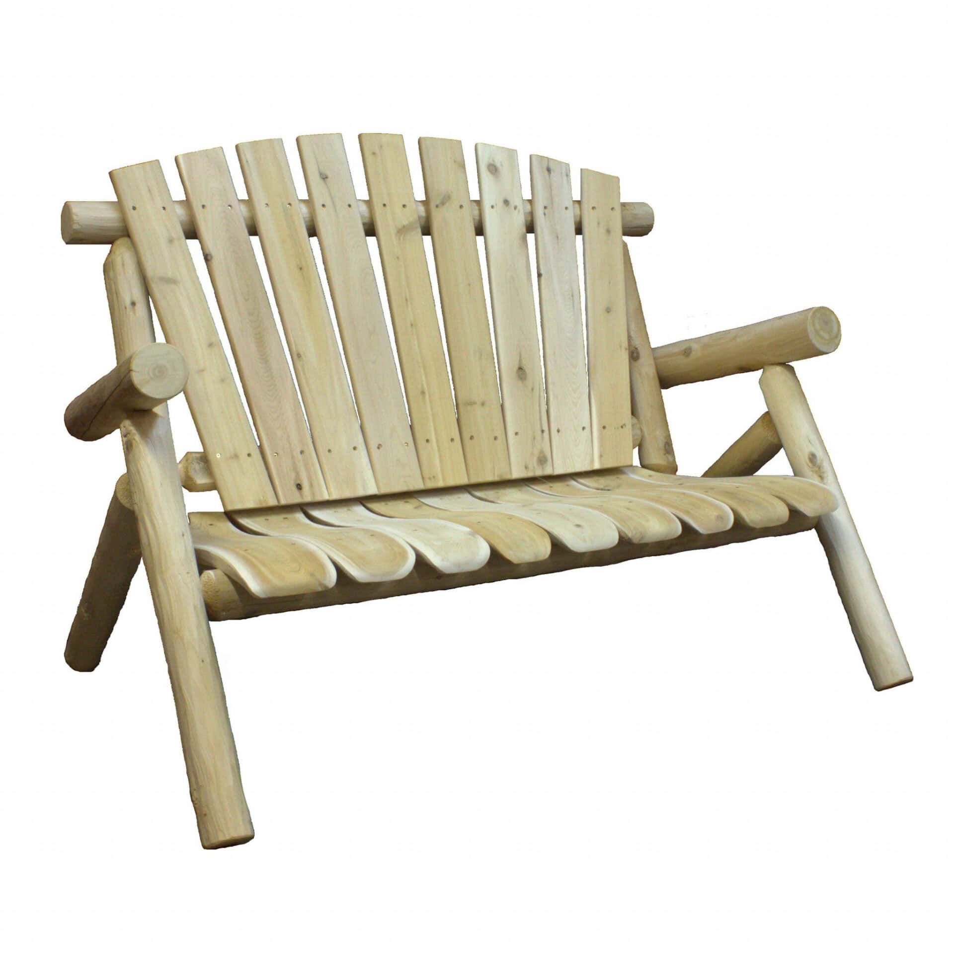 Rustic Natural Wood Loveseat with Contoured Seat Slats 2 Rustic Natural Wood Loveseat with Contoured Seat Slats - Image 2