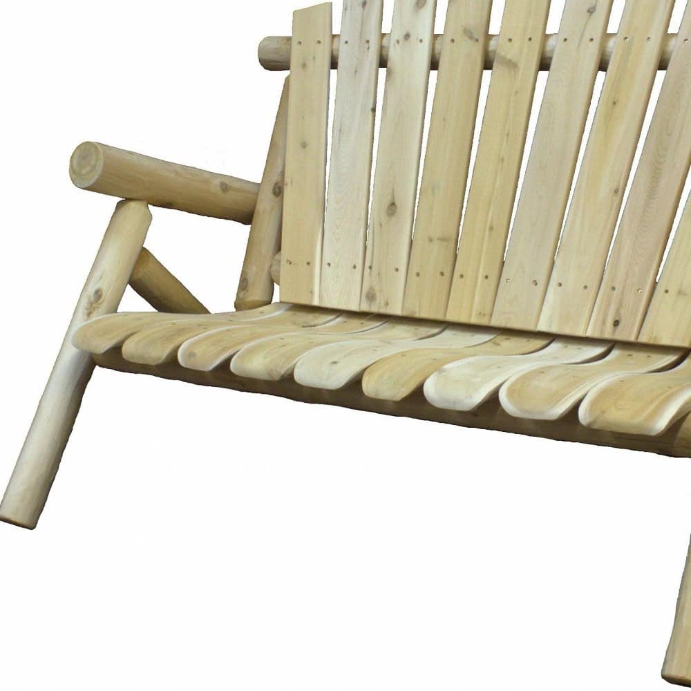 Rustic Natural Wood Loveseat with Contoured Seat Slats 3 Rustic Natural Wood Loveseat with Contoured Seat Slats - Image 3