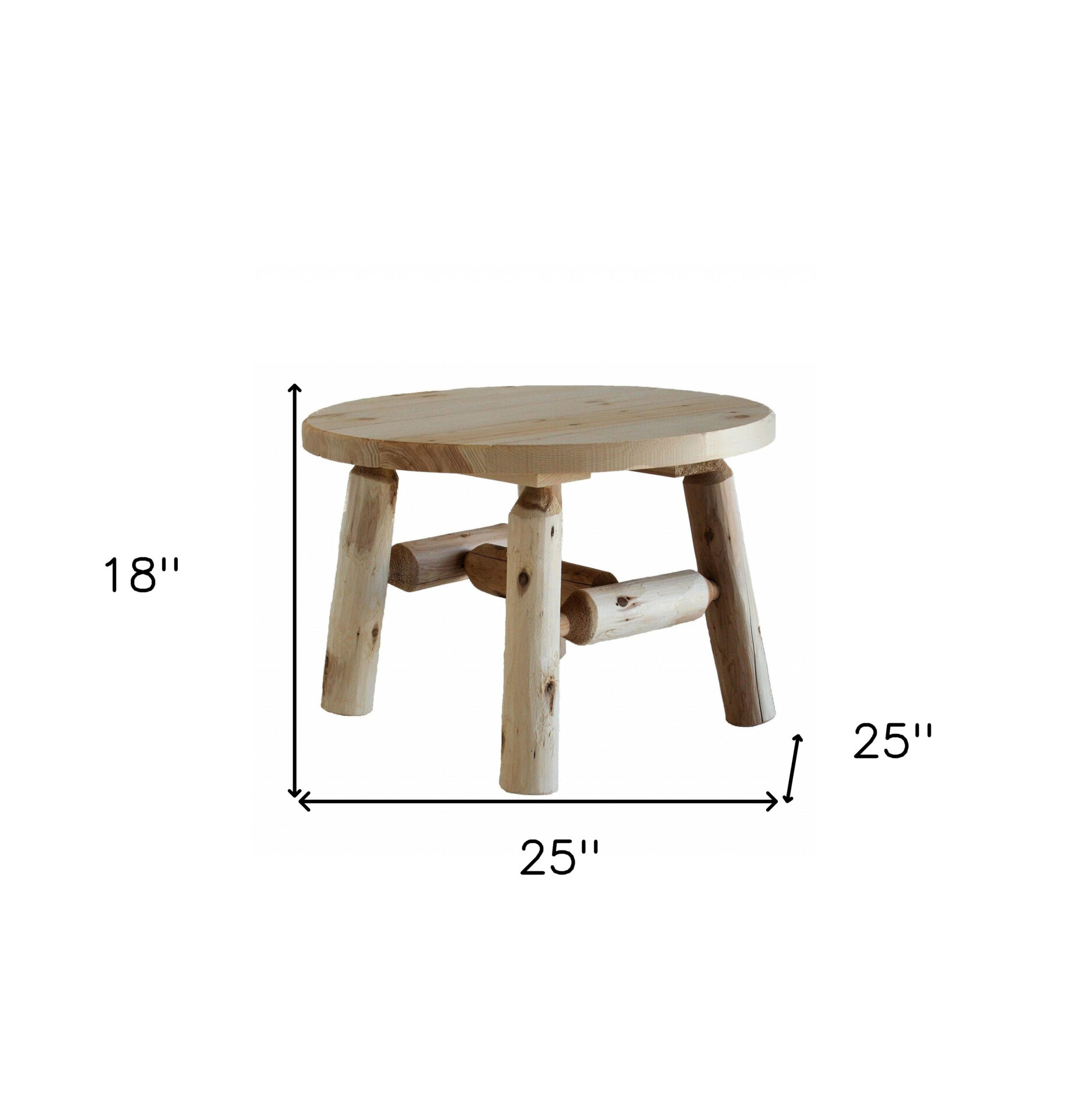 25" Natural Rounded Solid Wood Outdoor Coffee Table 5 25" Natural Rounded Solid Wood Outdoor Coffee Table - Image 5